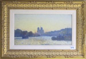 The Seine And Notre-dame At Sunset, Paris by Charles Victor Guilloux