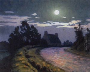 Claire De Lune, Route Et Ferme by Charles Victor Guilloux