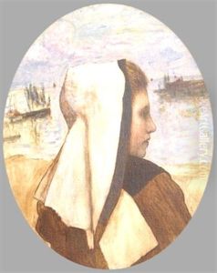 Bretonne Devant La Mer by Henri Guinier