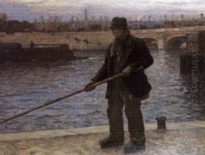 Pecheur Sur Les Bords De Seine by Henri Guinier