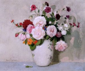 Gemengd Boeket Met Rozen In Een Vaas by Lucien Victor Guirand De Scevola