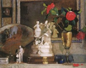 Stilleben Mit Porzellanfigurinen, Blumenvase Und Facher by Lucien Victor Guirand De Scevola