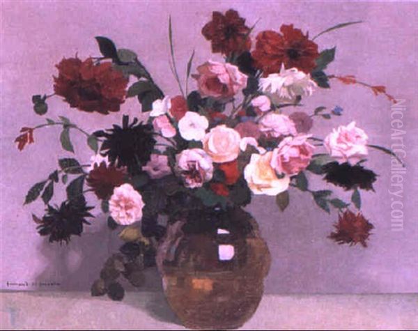 Still Life With Flowers And Grey Background - view 1