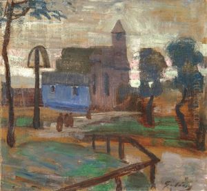 Landscape With Monastery by Lajos Gulacsy