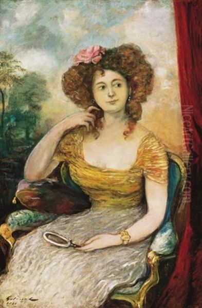 Girl Sitting In An Armchair - Woman At The Ball - view 1