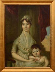 Portrait Of Gertrude Neilson Woodhull And Son, William Henry by Christian Gullager
