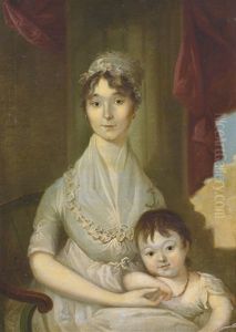 Portrait Of Gertrude Neilson Woodhull And Son, William Henry by Christian Gullager