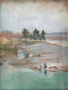 Les Bords Du Fleuve by Adolphe Ernest Gumery