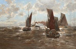Vapeur Et Barques De Peche Avant L"orage by Erwin Carl Wilhelm Guenther