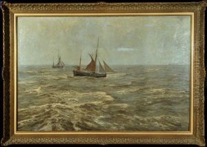 Fischerboote Auf See by Erwin Carl Wilhelm Guenther