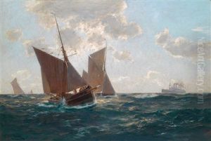 Fischerboote Auf Hoher See