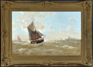 Segelschiffe Bei Wellengang by Erwin Carl Wilhelm Guenther