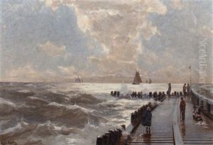 Mole Bei Sturmischer See by Erwin Carl Wilhelm Guenther