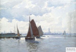 Segelboote Vor Der Antwerpener Hafeneinfahrt