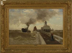 Steam Vessel Off An Ocean Pier