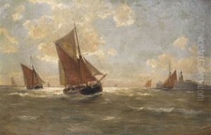 Segler Vor Der Mole by Erwin Carl Wilhelm Guenther