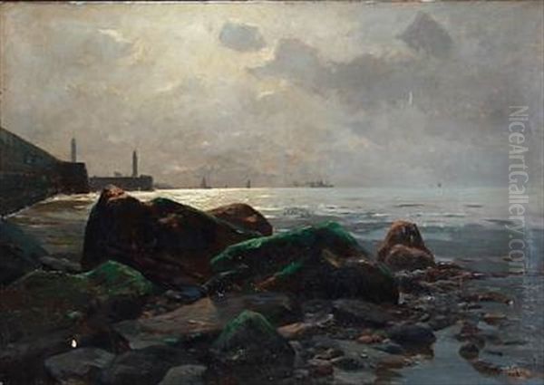 Coastal Scene With A View To A Harbour - view 1