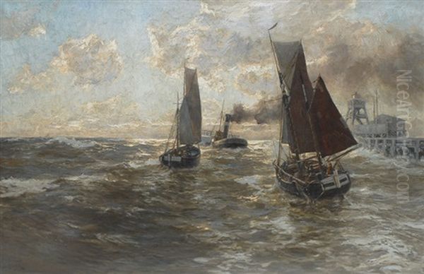 Cutters And Tugboat In The North Sea - view 1