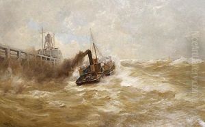 A Paddle Steamer In Rough Waters by Erwin Carl Wilhelm Guenther
