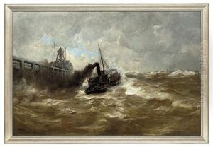 Paddle Steamer Leaving Port In A Stormy Sea