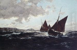 Fischerboote Vor Der Kanalkuste by Erwin Carl Wilhelm Guenther