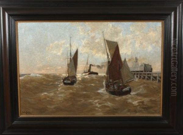 Nautical Scene With Fishing Vessel Embarking - view 1