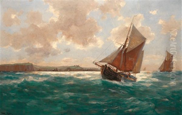 Fischerboote Vor Einer Hafenstadt - view 1