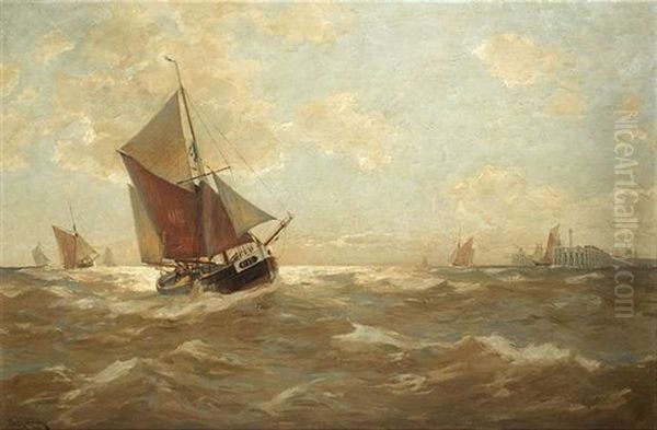 Segelboote In Bewegter See Bei Der Anfahrt An Einen Landungssteg - view 1