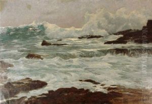 Tosende Brandung An Felskuste by Erwin Carl Wilhelm Guenther