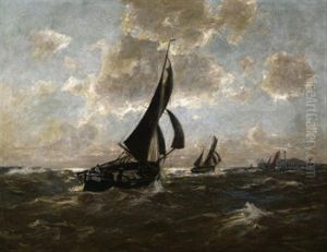 Heimkehrende Fischerboote Vor Oostende by Erwin Carl Wilhelm Guenther