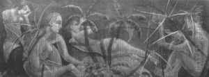 Selbstbildnis Mit Akten Hinter Orchideen by Kurt Guenther
