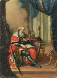 Kaiser Des Heiligen Romischen Reiches Deutscher Nation, Mit Rustung Und Kronungsmantel Bekleidet, In Anbetung Eines Kruzifixes by Matthaeus Guenther
