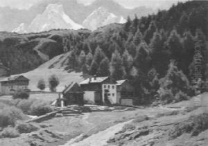 Wassermuhle Und Sagewerk In Sommerlicher Landschaft by Otto Guenther-Naumburg