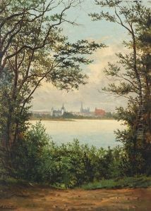 A View Over A German Town by Leopold Karl Gustav Guenther-Schwerin