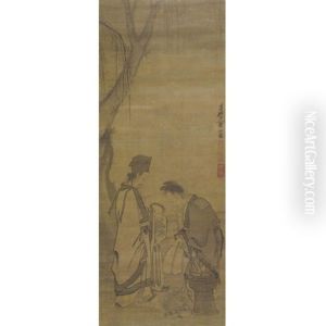 Wang Xizhi Writing Calligraphy On A Fan by Guo Xu