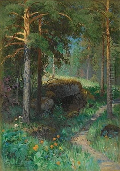 Summer Landscape With Rock - view 1
