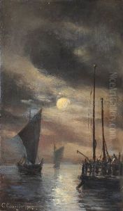 Moonlit Harbour by Cornelius Gurlitt