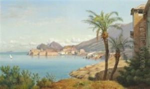 View Of The Gulf Of Dubrovnik by Louis Gurlitt