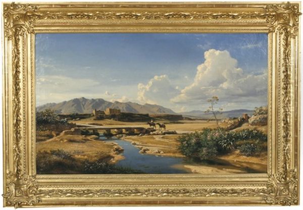 Landschaft In Der Campagna Mit Eselreiter - view 1
