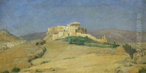 Blick Auf Die Akropolis In Der Mittagssonne by Louis Gurlitt
