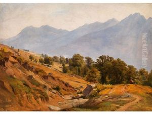 Gebirgslandschaft Der Gegend Von Dorf Tyrol by Louis Gurlitt