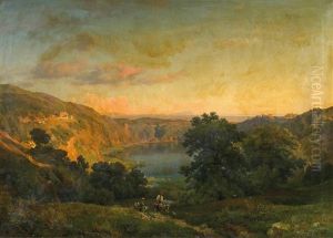 Blick Auf Den Nemi-see In Den Albaner Bergen