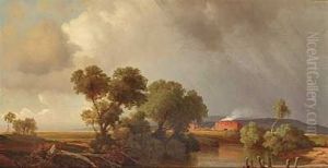 Fra Aricia. Italiensk Landskab Med Optraekkende Uvejr by Louis Gurlitt