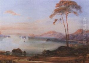 Italienische Kustenlandschaft Bei Sorrent Im Abendrot by Louis Gurlitt