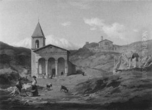 Suditalienische Gebirgslandschaft Mit Bauerlicher Staffage by Louis Gurlitt
