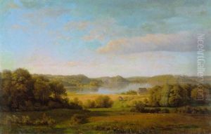 Landschaft In Ostholstein Mit Einem Schafer Und Seiner Herde