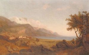 Figures In An Italianate Landscape by Louis Gurlitt
