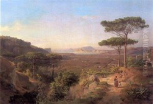 Italienische Kustenlandschaft Mit Einer Bauerin Und Kindern Italienische Kustenlandschaft Mit Einer Bauerin Und Kindern