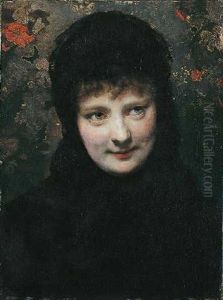 Junge Frau In Schwarz by Karl Gussow