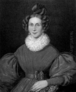 Damenportrat In Rotem Kleid by Johann Georg Adam Gottlob Gutekunst